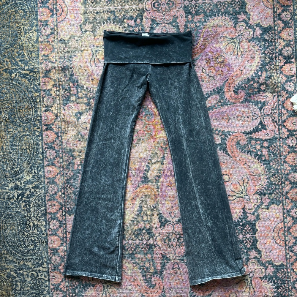 RARE!!! Vtg Hardtail Black Acid Wash Foldover Flare Pants
